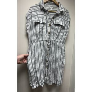 Time and Tru Striped Blue and White Shirtdress L (12-14)